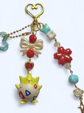 Pokemon Keychain Charm Cute Handmade Kawaii Beaded Bag Charm Gift Togepi